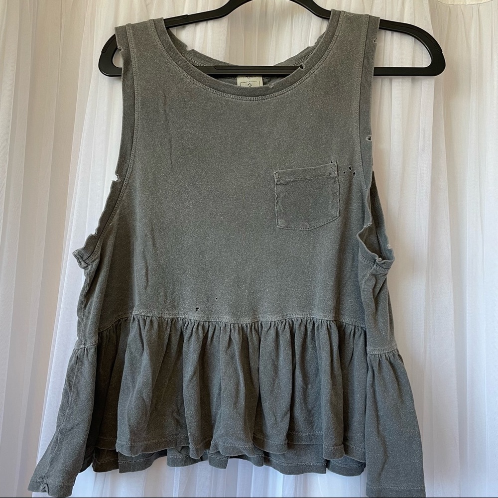 FREE PEOPLE distressed ruffle tank size M